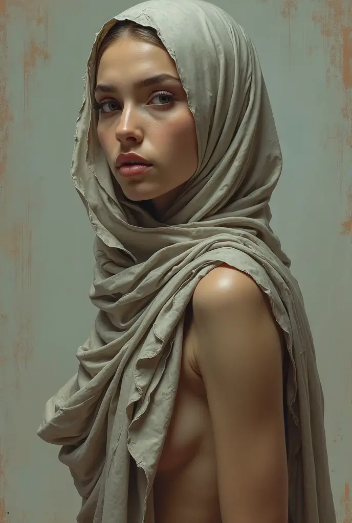 ((TINY THIN)), ((ANGRY FACE EXPRESSION :1.5)), ((ULTRA RESOLUTION)), ((UHD)), ((8K)), ((((HALF BODY PORTRAIT)))), ((HIJAB G-STRING & THONG)) ((NAKED WHITE)), (DARK BACKGROUND), (HUGE BREASTS :1.4)