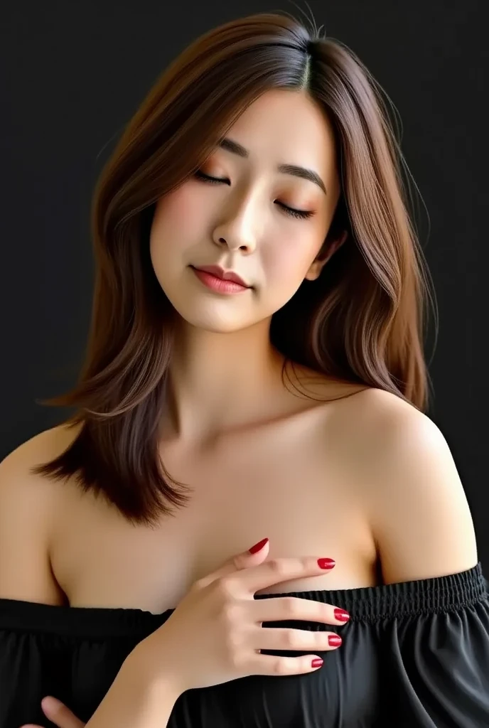 ((highest quality、8K resolution、master masterpiece、professional photography)), Photoreal, (50 year old beautiful mature woman with an idol face:1.3), (wrinkled face:1.2)、upper body photo、(Nude photos from the chest up:1.3)、(Pure white background:1.1)、(Ad image:1.1)、wrinkles around the eyes,stand gracefully、plump and soft body、clavicle、(The most elegant and beautiful berry long wavy hair:1.1、(look at me悲しい微笑み:1.2)、(look at me:1.1)、(Beautifully shaped big breasts、soft cleavage)、perfect makeupアップ,Dark red lipstick,perfect makeup,eye shadow、long eyelashes、(Ultra high definition shiny white skin:1.1)、Feeling of love