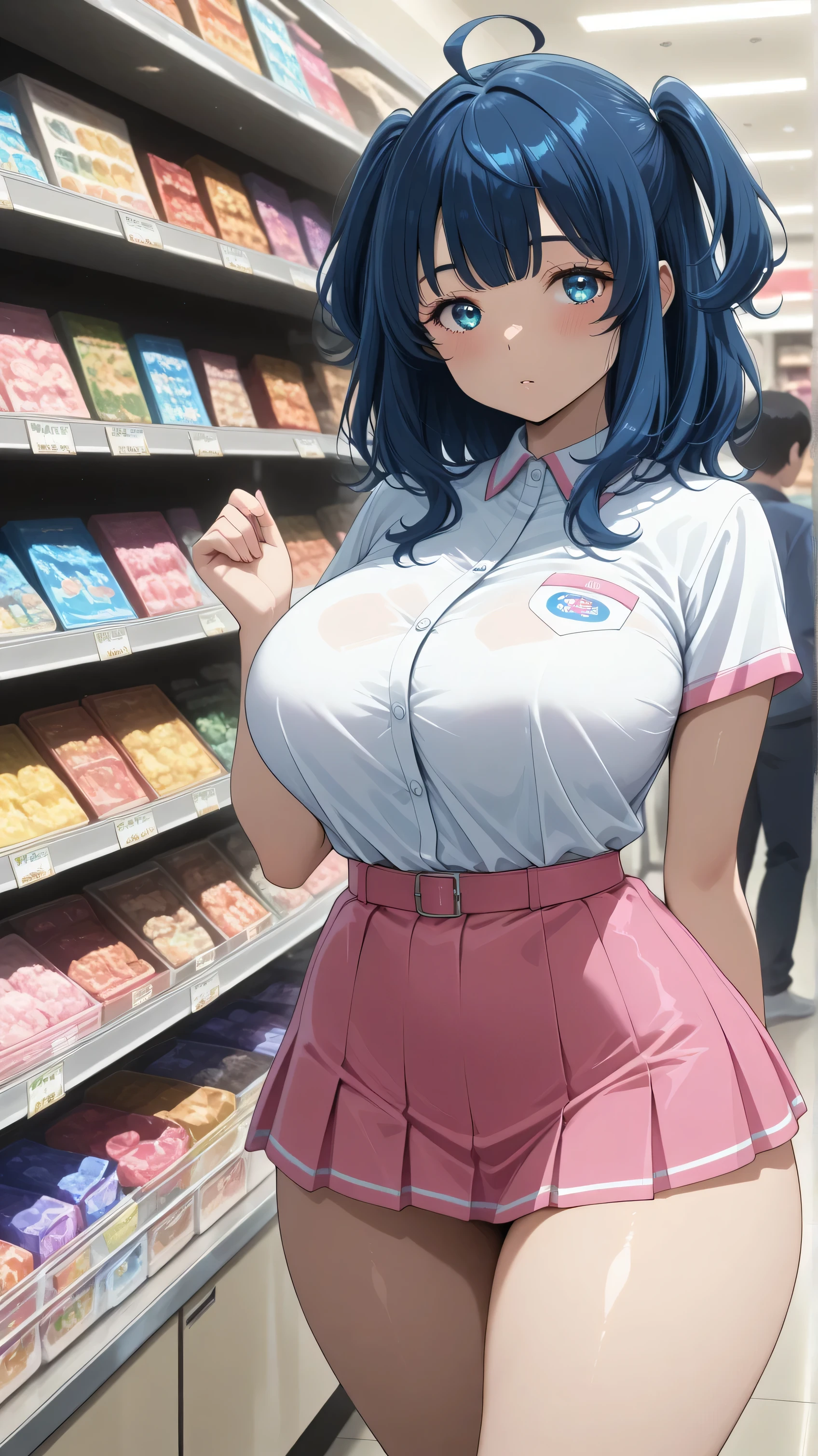 One Woman、Many people々、Tenga、beauty、Convenience store uniforms、FamilyMart Uniforms、Short skirt、Large number of guests、コンビニclerk、clerk、Age 25、Looking down at the viewer, ponytail、Flexion Pose, Highest quality, Focus on the thighs, smile,panties、Plump thighs、Take off your clothes and show your 、Big Ass、Large Breasts 、 Black Hair,My thighs are steaming between my legs 、barefoot、panties、Angle from directly below、Entice guests、Acme convulsions、Obscene sound effects、Naughty sound effects