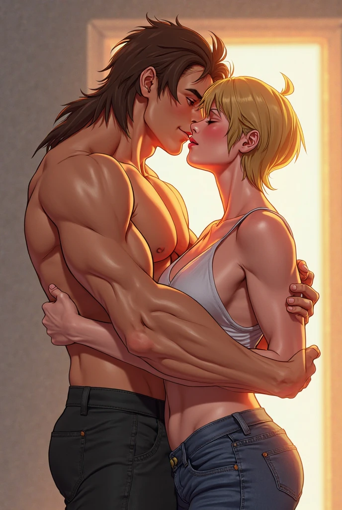 score_9, score_8_up, source_anime, standing, hellsing, seras, blonde hair, nude, indoors, night, night sky, nighttime, vampire, smirk, fangs, ikuchan, balcony, town background, clothed, male wearing shorts, muscular male, medium breasts, boyfriend, couple, sfw, looking at viewer, faceless male, dark skinned male, cuckold pov, ntr, netorare, standing side by side, standing, cuckolding, cuck, 1girl, 1boy, solo focus, ((duo focus)), black haired male, interracial, BLACKED, bbc, raceplay, smug, humiliation, ((faceless male)), ((size difference)), tall male, ((duo)), embrace, embracing, ((dark skinned male))), sling bikini, bulge, rating:safe, navel, short dress, red sling bikini, side view, tall male, ((size difference)), large male, height difference, male's head out of frame