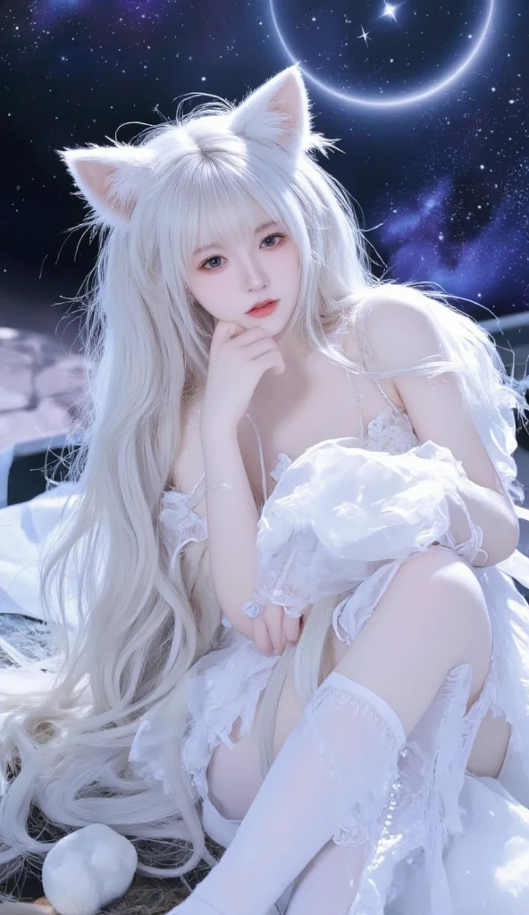 Lee Soo-Hyun is a white fox hybrid woman, with white ears and tail, like a fox she is elegant, always wear closed high heels