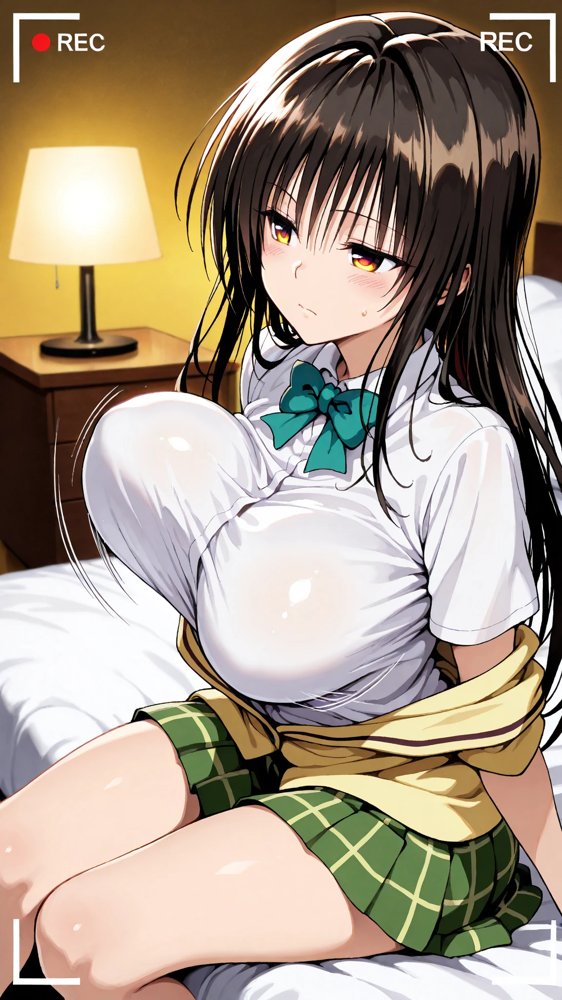 One boy, One girl,  blush, Open your mouth, Grab your chest, Cowgirl, Top girl, Grab, Heterosexual, big breasts, Long Hair,  Nipples, nude, throw, ???, ?????, Vaginal, Straddle, Sweat,  Black Hair, 