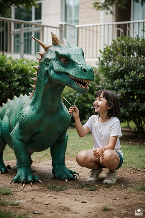 Children playing with little dragons