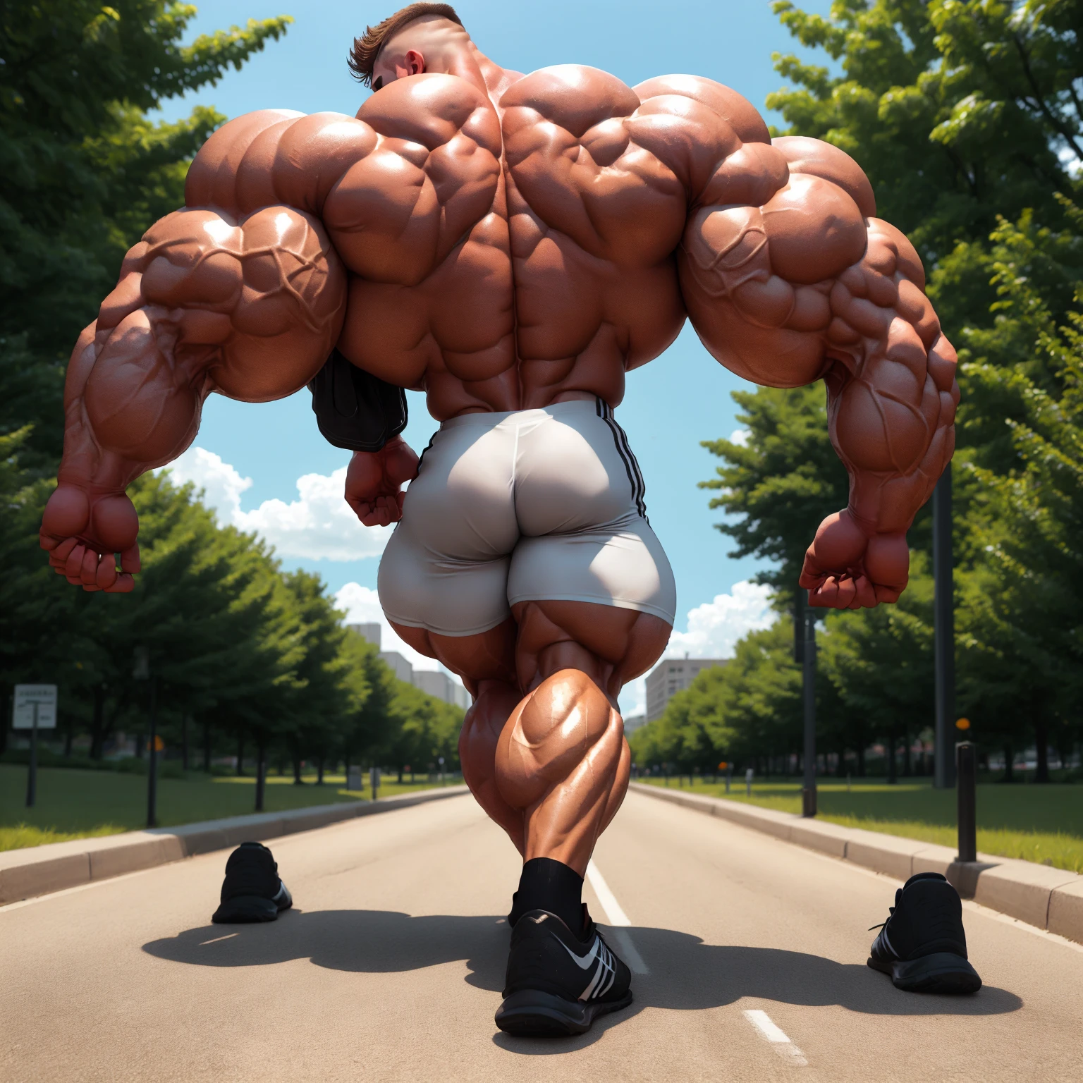 1boy, giant, alone, giant bodybuilder, golden hour, strong body, bulk, large size, armpit, staying on the sculpted wall, outdoor, nude, white triangular underwear, big bulge, extraordinary big, brutalmass, giant, muscular body, bulk, buff, massive body, large meaty body size, extremely wide body