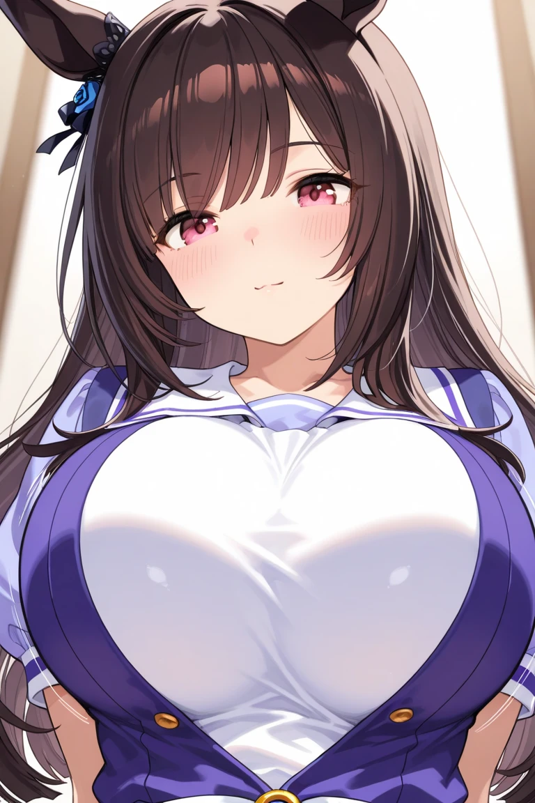 Erotic、Sagasawa Fumika、White headband、Big Breasts、Shiny light blue sequin long dress、Pink love hotel with dim lights、smile、Lightly open your mouth、Evil female executive、adult、Married Woman
