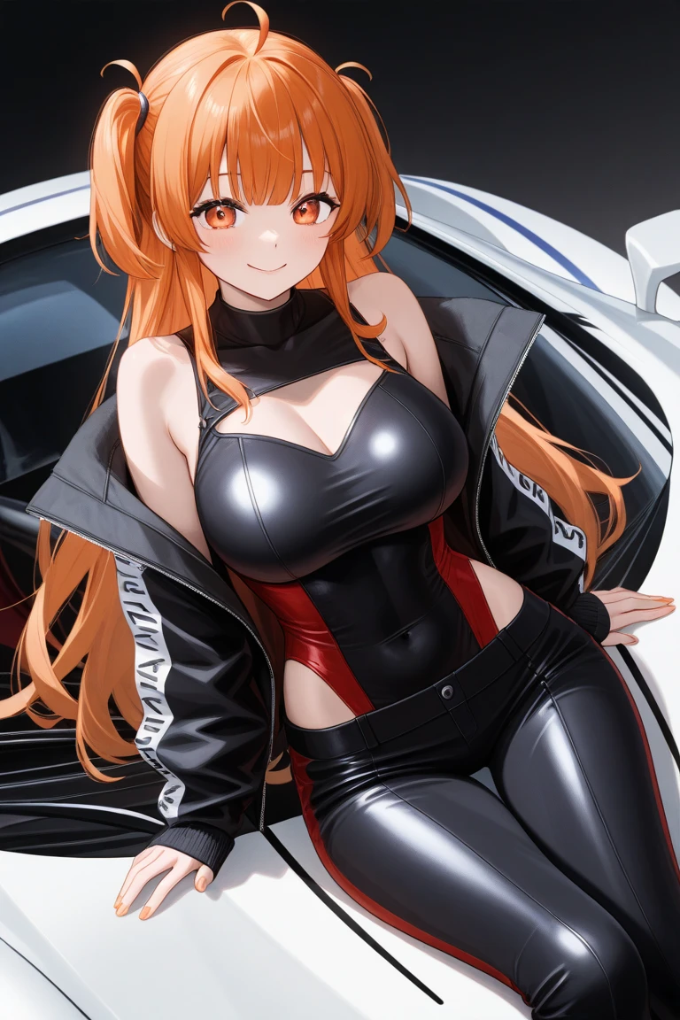(masterpiece), (Top quality anime illustrations), (Super Definition), Emphasize cleavage, Underbust, Thigh Emphasis, White and peach striped bikini,Red Hair、1 person、vulgarly open one's thighs、M-shaped legs、Squatting and spreading your legs、Stick out your crotch、Put your hands on your crotch、Raise your arms、Show your armpits、The whole body becomes steamy、Sweaty、hot、Grinning smile、Drooling