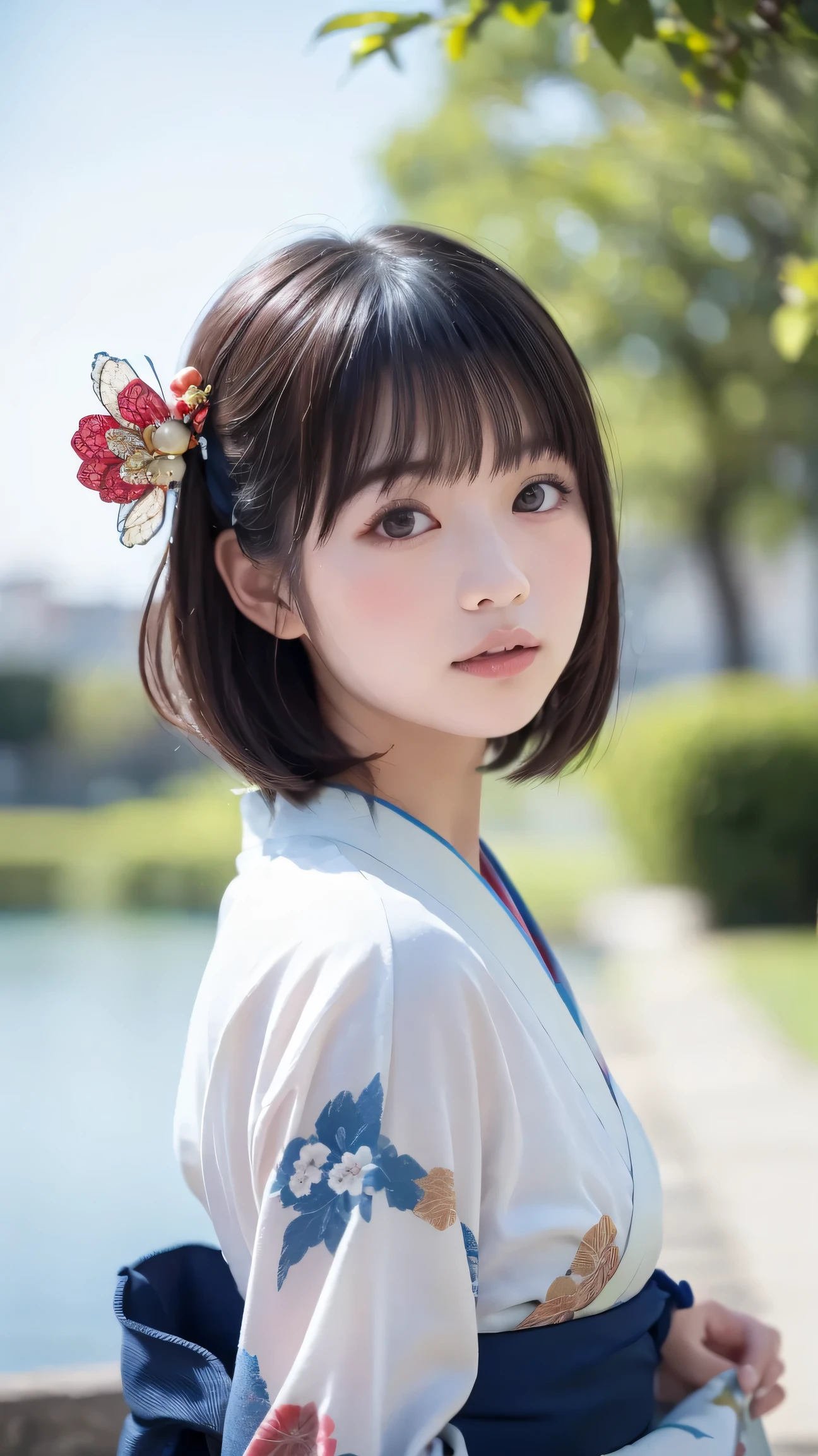 (8k, raw photos, top quality, masterpiece:1.2), Highly Detailed RAW Color Photos, professional photo, (realistic, photo realistic:1.37), (top quality:1.2), Cinematic Light, (Very detailed face:1.2), (masterpiece:1.5), 1girl, solo, upper body, waist, black hair, BREAK
Ancient Temples, Lush Garden, bright colors, Quiet Pond, Traditional architecture , cherry
breaks
Bokeh pictures, (Soft Focus):1.2, Blurry Highlights, dreamy atmosphere, Shining circle, captivating depth
breaks
(Japanese Kimono, hair ornament:1.2)