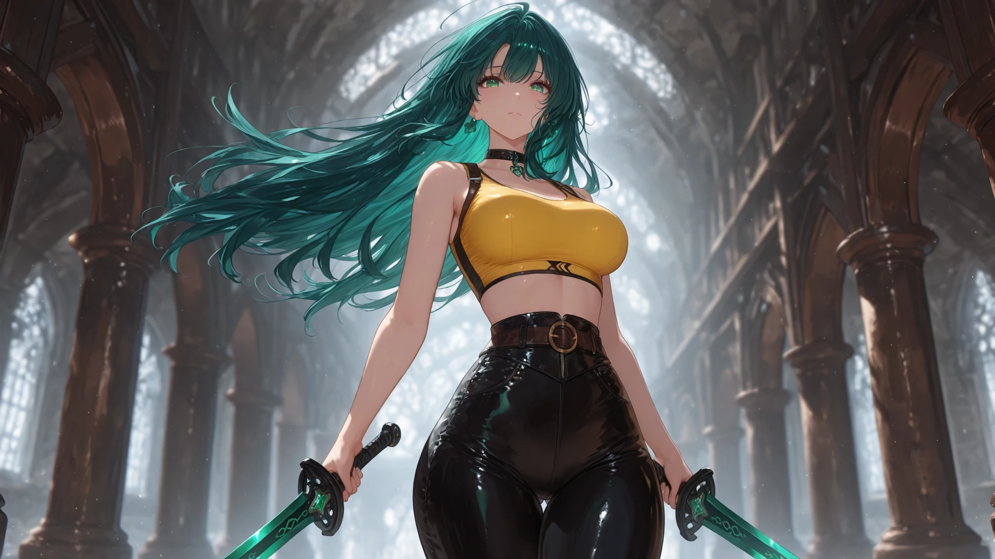 ((Masterpiece, Highest quality)), Detailed face, CharacterDesignSheet， full bodyesbian, Full of details,, Highly detailed, Depth, Many parts，Beautiful paladin girl，Holding a shield，Extremely beautiful，High Balance, Natural light, Lace，lacepantyhose，sparkling with stars，Light green hair,hentail realism, shadowing,character sheets, reference sheet, Standing painting, 8K, Super detail, 1080p, Women's HD，Slim，femele, 16k, A high resolution, Best quality, High quality, Anatomically correct, Masterpiece, ccurate, hyper HD，As graceful as a swan，unreal-engine， Ghibli-like colors,   anime,  Standing painting, angle of view,Yarn skirt，ssee-through，pigtails，Black and white staggered chest，Cardigan，Heterochromic eyes