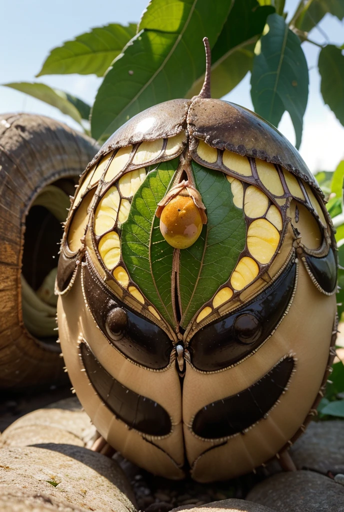 rato grande, porem com dentes de vampiro, da cor amarela, com fundo amarelo e verde em close up
