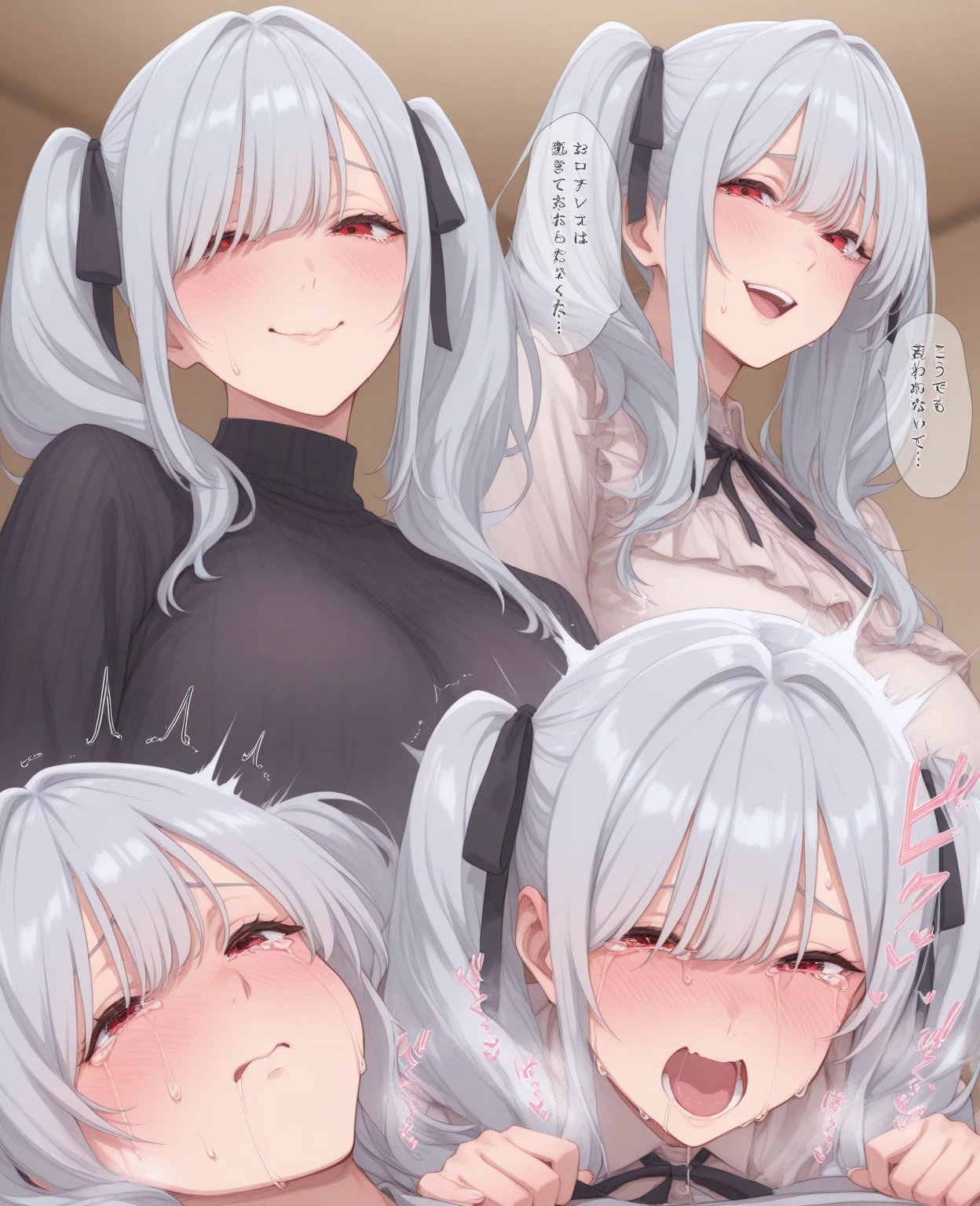 Naked、Ahegao、Covered in semen、Blowjob