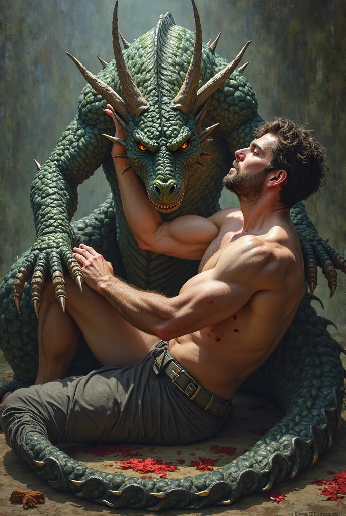 A highly detailed and sensual scene of two fierce dragons locked in battle, a white dragon with pronounced nipples and chiseled abs, and a black dragon with piercing nipples and a golden necklace, their muscular bodies intertwined as the black dragon penetrates the white one, ultra-realistic, 8k, highly detailed, photorealistic, dramatic lighting, dramatic poses, intense action, exquisite textures, vibrant colors, dynamic composition, masterpiece, (best quality, 4k, 8k, highres, masterpiece:1.2), ultra-detailed, (realistic, photorealistic, photo-realistic:1.37), HDR, UHD, studio lighting, ultra-fine painting, sharp focus, physically-based rendering, extreme detail description, professional, vivid colors, bokeh, dark fantasy, dramatic lighting