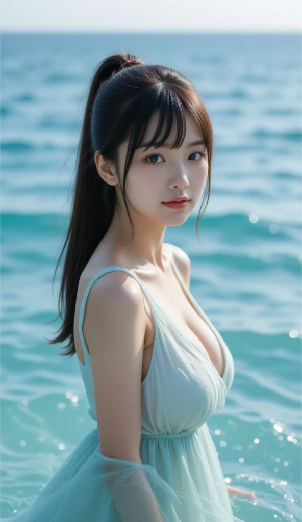 8K, Ultra-realistic photos、A beautiful and gorgeous anthropomorphic female dragon, Wearing a swimsuit, Located on the lake, Gray Hair, Wavy Hair, Ultra-radiant skin, Wet_skin, The magnificent composition evokes admiration., Ultra-realistic and highly detailed, Excessive emotion, Spectacular Cinema Lighting, 32K Ultra HD resolution, Shot with Hasselblad H6D 400c Multi-Shot, Midacom Speedmaster 35mm f 1. 2 XCD - Style Expression - AR 1:2 - Up Anime - Rainbow 5 - Q 3
