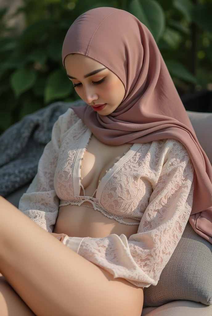 ((SLEEPING BEAUTY)), ((EYES WIDE )), ((OPEN BIG HUGE EYES)), ((FULL LACE)), Very Thin body (Wearing Bra Lingerie), (((HIJAB MALAY GIRL))), masutepiece, High quality, UHD 32K, Realistic face, Realistic skin feeling , A Malay Lady, 8 years old, , Very cute and baby-like face, (((FLAT CHEST))), (MATRIX WORLD), ((look In front  at the camera and SADNESS)), ((())), (((CUTE GIRL))), ((CHOCOLATE MILK LIPS)), ((BROWN)), (naked undress). WEAR BRA LINGERIE, purple, lace