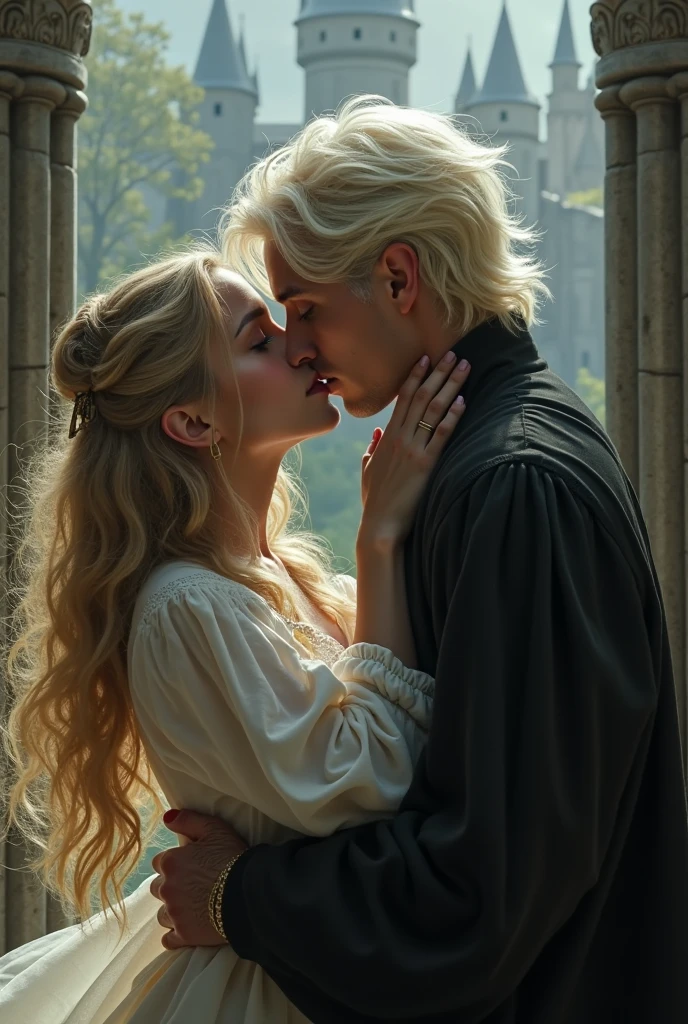 Casal blond, homem Sonserina blond, Hufflepuff Hufflepuff and blonde, Slytherin men fall in love in the enchanted world of Hogwarts, blond, Mulher Lufa Lufa loira e Homem Sonserina blond se envolvem em uma história de amor mágica. The scene unfolds with breathtaking beauty and attention to detail, com beijo apaixonado do casal de blonds, Obra de arte blond. As we delve deeper into this scene, the expertly crafted visuals capture the essence of their love. Os Cutes olhos detalhados da mulher de Lufa Lufa loira brilham com uma sensação de admiração, drawing you into their enchanting connection. O olhar intenso do homem blond de Sonserina blond reflete sua admiração afetuosa por ela, the depth of your emotions radiating from your soulful eyes. Your lips meet in a tender embrace, Portrayed with delicate precision and captivating realism. Os intrincados detalhes de seus lábios formam uma união perfeita de blonds, your love immortalized by masterful brushstrokes. Homem blond da casa de Sonserina blond e Mulher loira da casa de Lufa Lufa loira, couple kiss in love, Cutes, apaixonados blonds