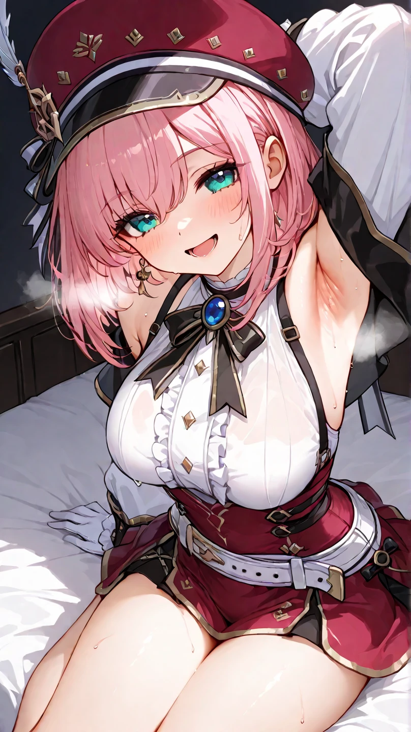 ((masterpiece, best quality)), high resolution,ultra detailed, detailed background, perfect lighting,detailed beautiful eyes,cute pussy,1girl,solo,nsfw,clitoris,vagina,embarrassed,blush,look at viewer,steam,sweat,aroused,(from above:1.2),from front,(standing),wavy mouth,open mouth,in heat,fisheye lens,confused,show off pussy,(bottomless,skirt lift:1.4)
,(short_stature,dwarf,kawaii),charlotteid, waving, pink hair, hat, gloves, monocle, bare shoulders, green eyes, long sleeves, short hair, detached sleeves, skirt,flat_color,child_body,pale skin,in house,small breast,