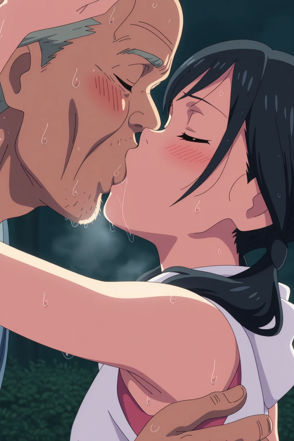 nsfw,,fellatio,sports females sucking pov penis,females side by side,(dark skin,tanned females:1.2),2females, (black hair),short hair,bukkake on face,,white dress shirt,pleated checked skirt,look up,(blushed:1.2),trembling,(adult curvy females:1.1),bukkake on face,@atchanging room,happy