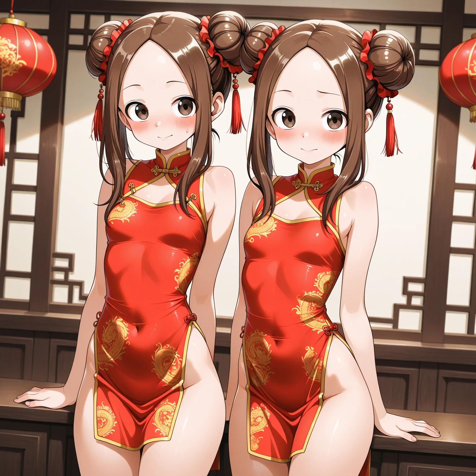 a sexy woman, (best quality), (masterpiece), (1girl), slim, anime, (flat chested), (chinese dress), (running), (protrait), (naked legs)
