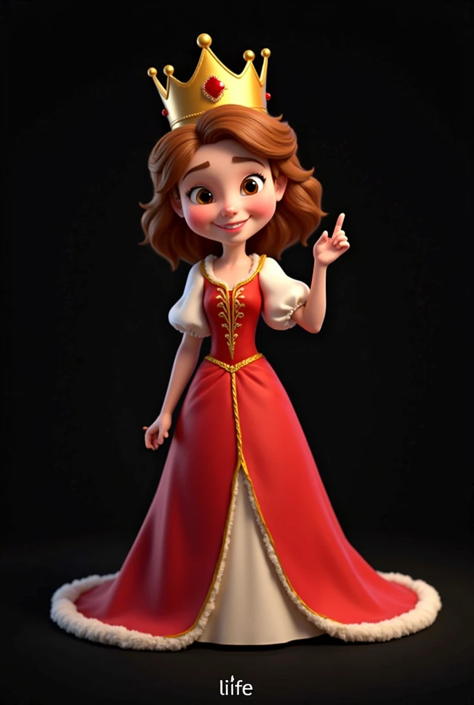 baby, , disney pixar style, 3d, animated cartoon, fluffly, shiny colors, short light brown hair, skin fair, short sleeve red dress, Intricate details, glad