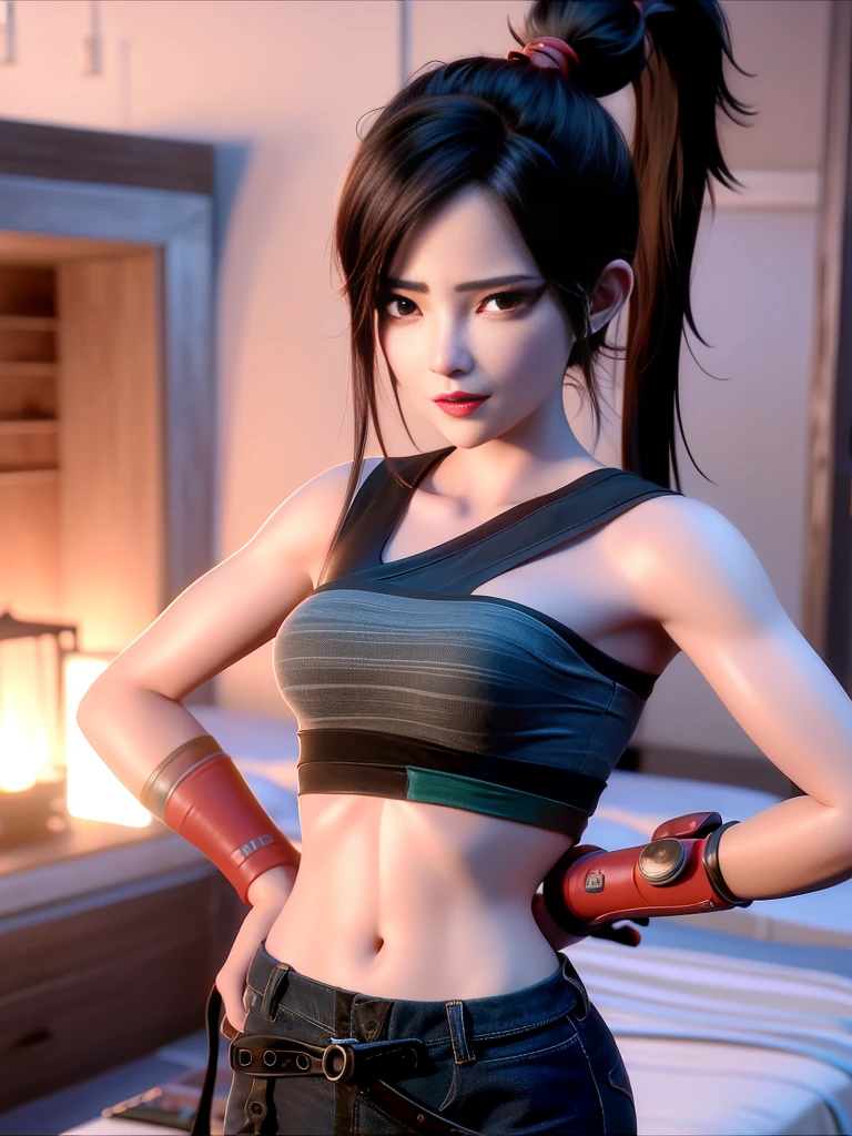 epic fantasy hyperrealistic art of full body view of beautiful 18-year-old Asian female Rinoa, rinoa heartilly, <lora:rinoaHeartillyFinal_v1:0.8>, blue duster, blue wristbands, long black hair, fantasy game background, soft render, octane render, trending on artstation, 4k, 8k game art, CryEngine