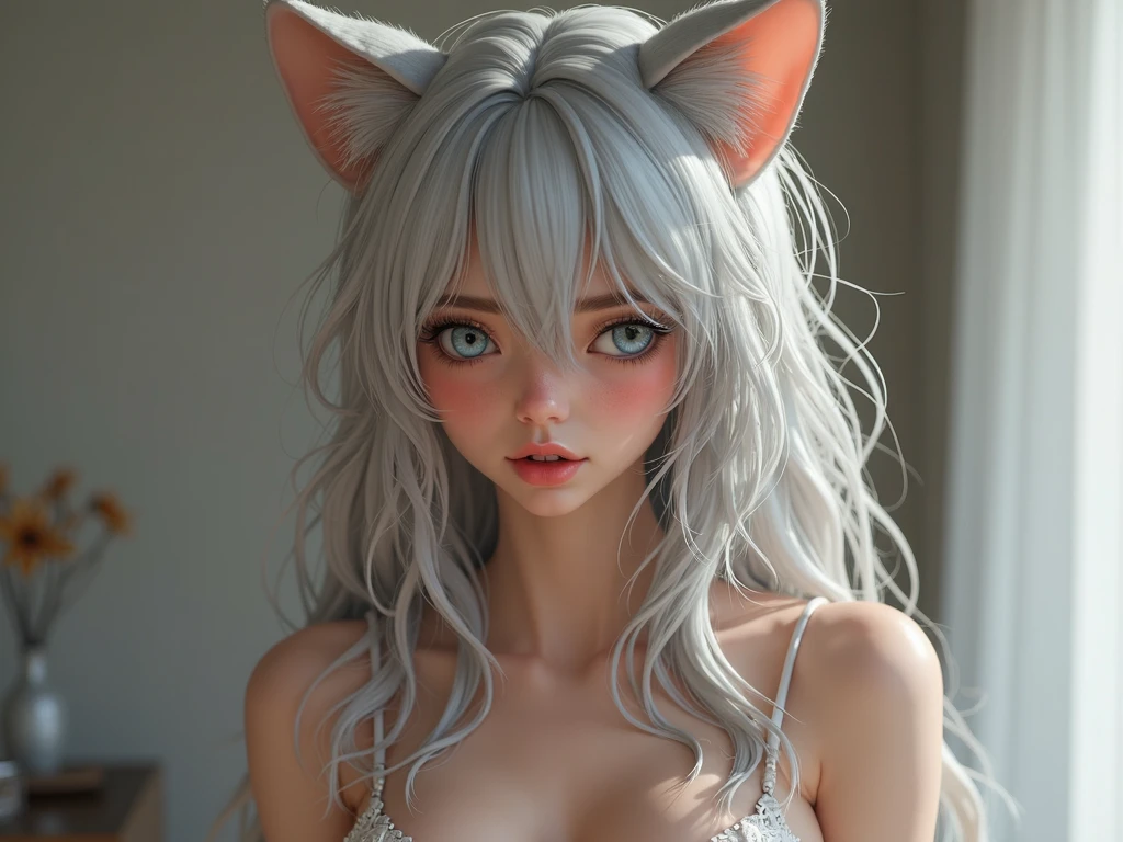 Fox Girl, Fox's Tail, Nine-Tailed Fox,Fox Ears, Black colored hair, Fox Makeup, Kimono with open chest, kimono, Nice body, Avatar, face, Open chest, lewd face, Dominant representation, naughty face,Big Breasts,Emphasize cleavage,Show bare skin、Skin is visible、With legs apart、Show off your thighs、With legs apart、A beautifully patterned kimono、I can see her cleavage、 Body size is 100-70-90!