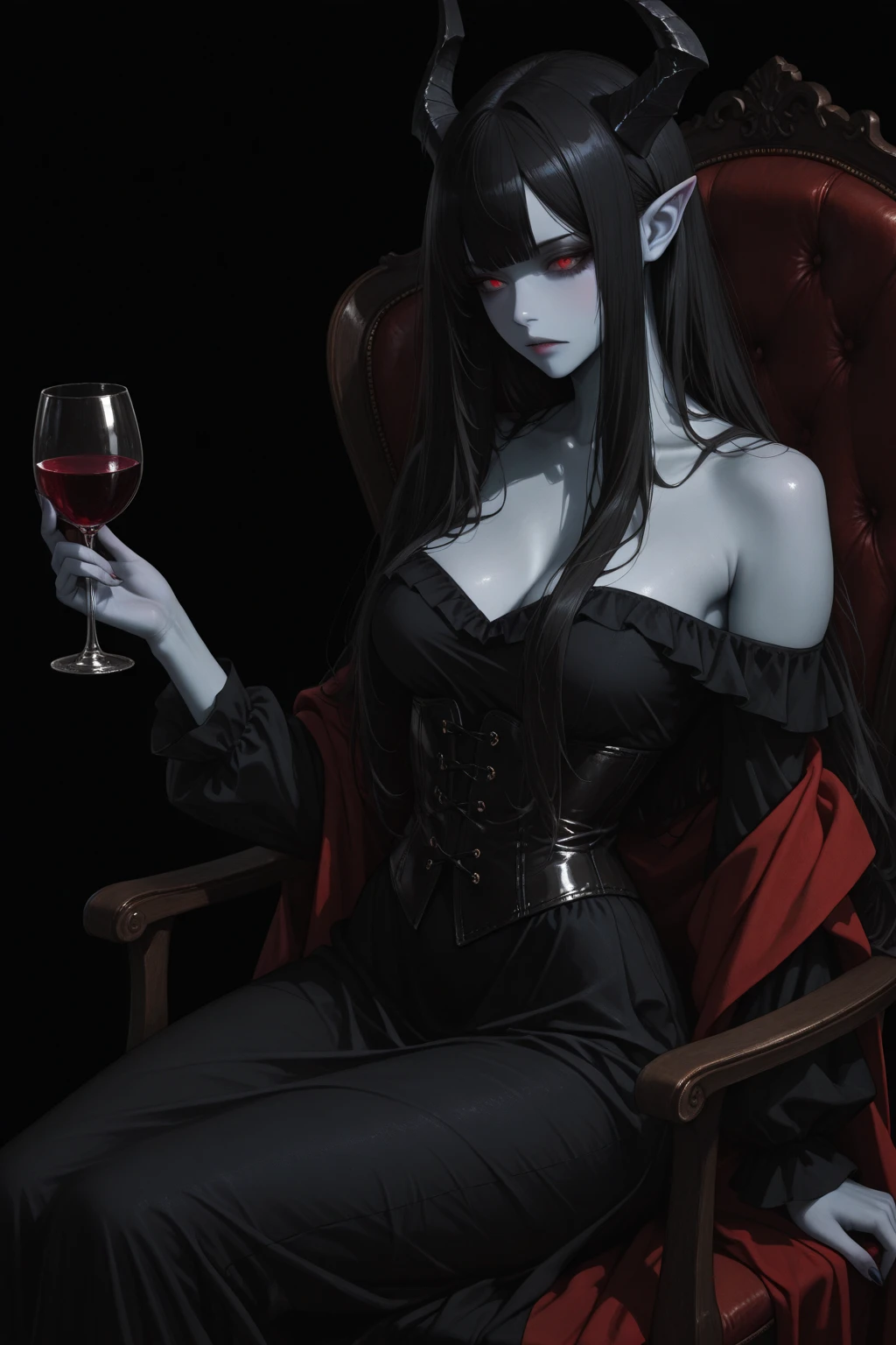 anime girl with white hair holding a glass of wine, she holds a glass of wine, drinking wine, androgynous vampire, with a drink, enjoying a glass of wine, 1 7 - year - old anime goth girl, guweiz, vampire girl, gothic horror vibes, artwork in the style of guweiz, anime vampires, by Yang J, red wine