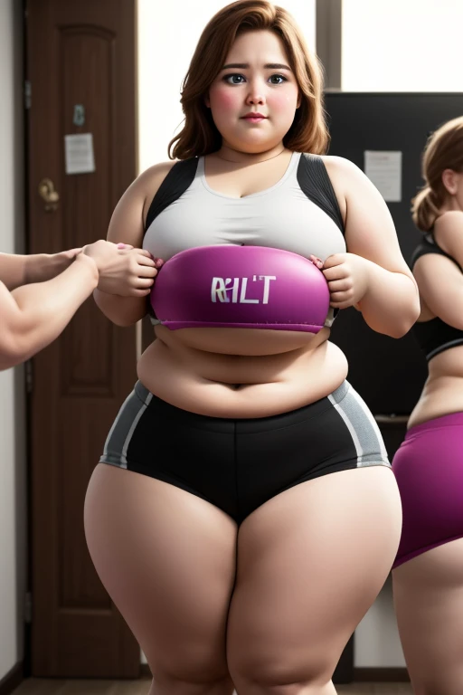 Photomontage: Create an image divided in half, showing the before and after. On the left side, show the obese person at the gym, and on the right side, show the same person now healthy and strong, representing the journey of overcoming