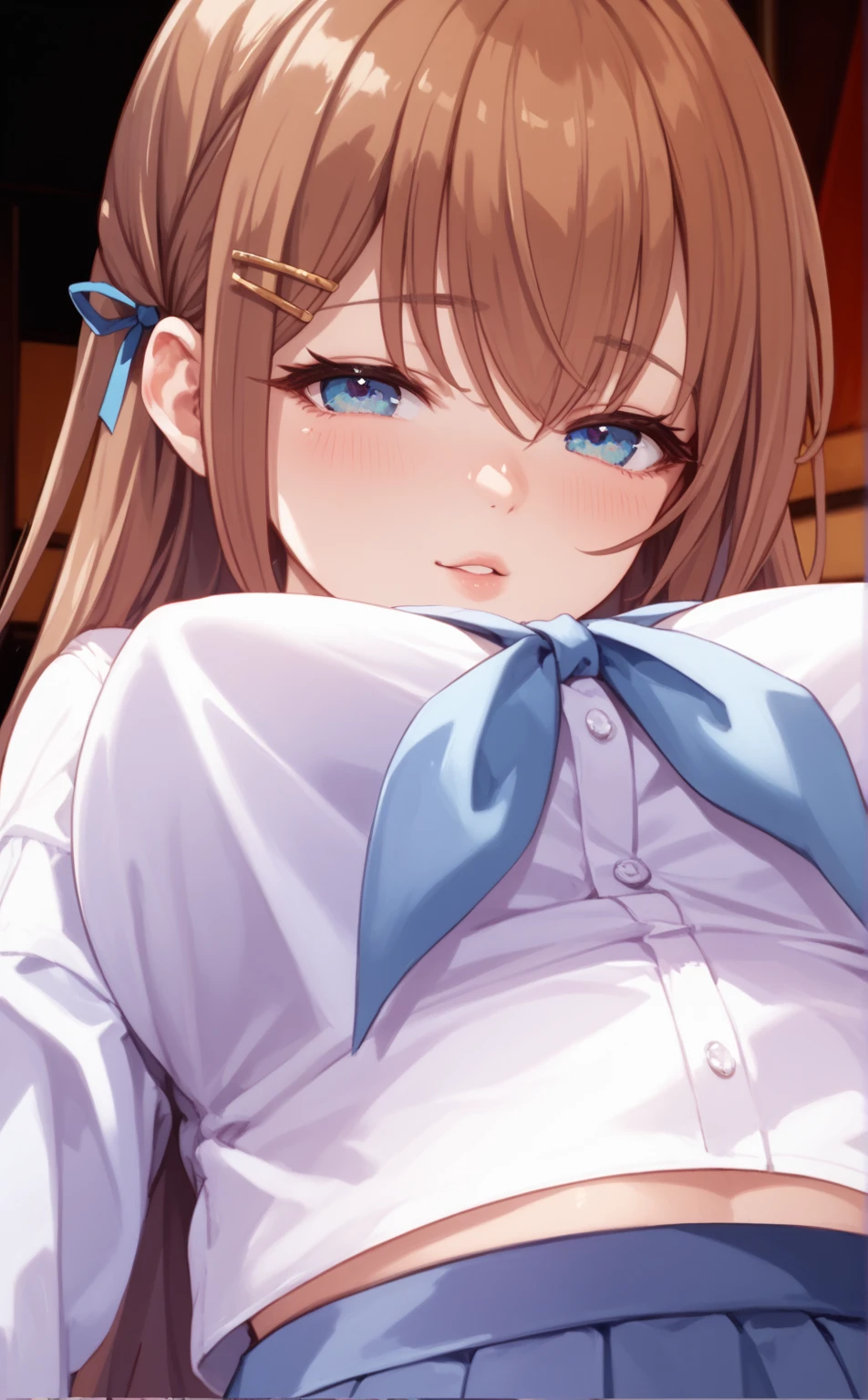 popped collar ,High collar,White shirt,sexy Lady,寝そべり,裸ワイシャツ,Dress shirt,