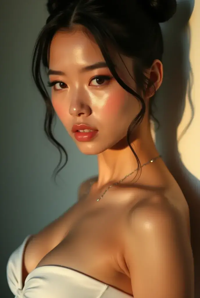 fullnude,Snow-white skin,Flawless skin,Pink ,Light pink areola,A plump chest,Bare-chest,D-cups