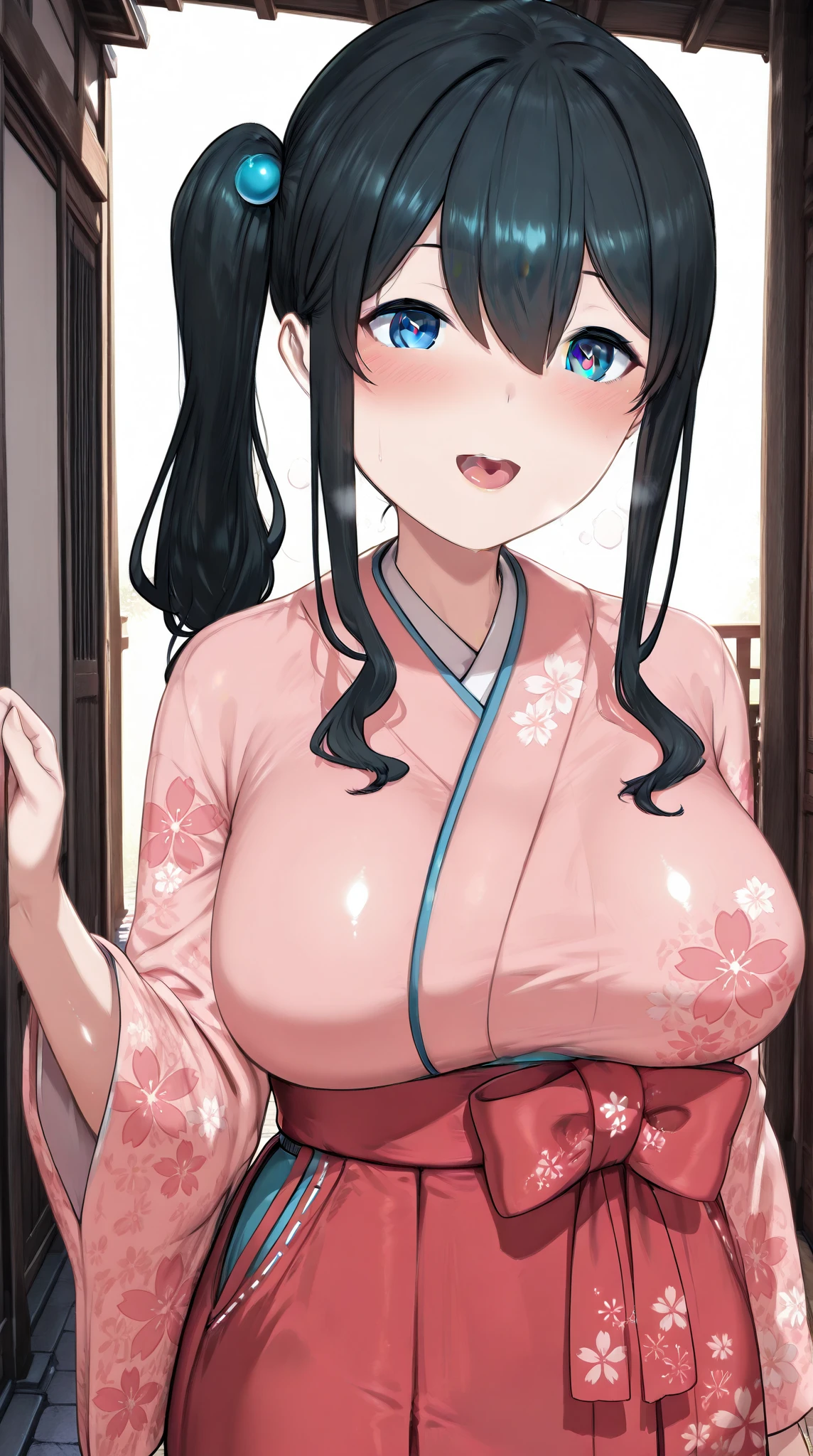 8K Historical drama style Beautiful slender Japanese child princess with long black hair Gorgeous embroidery, Ultra glossy, She is wearing a shiny Heian period princess kimono. She exposes her nipples and squeezes out breast milk on the futon