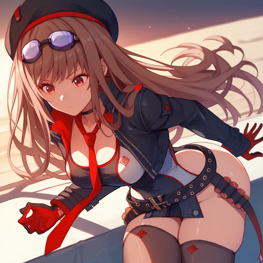 1woman, Kokawa_Asuka, brown_hair, blunt_bangs, medium breasts, blush, lipstick, outdoors, rooftop, cityscape, building, railing, night, night sky, scenery, city lights, masterpiece, best quality, highly detailed, a girls with a gun, evil smile , open mouth, sexy gaze, badass
pose , evil smile, smile, (nsfw) not safe for work, guns blazing, anime girl with long hair, beautiful long
haired girl, navel, evil expression, exposed belly, exposed navel, exposed midriff, exposed lower belly,
long black pants, crop top, cleavage, unbuttoned leather pants ,open fly, low rise black leather pants,
leather jacket, holding a gun, navel piercing
