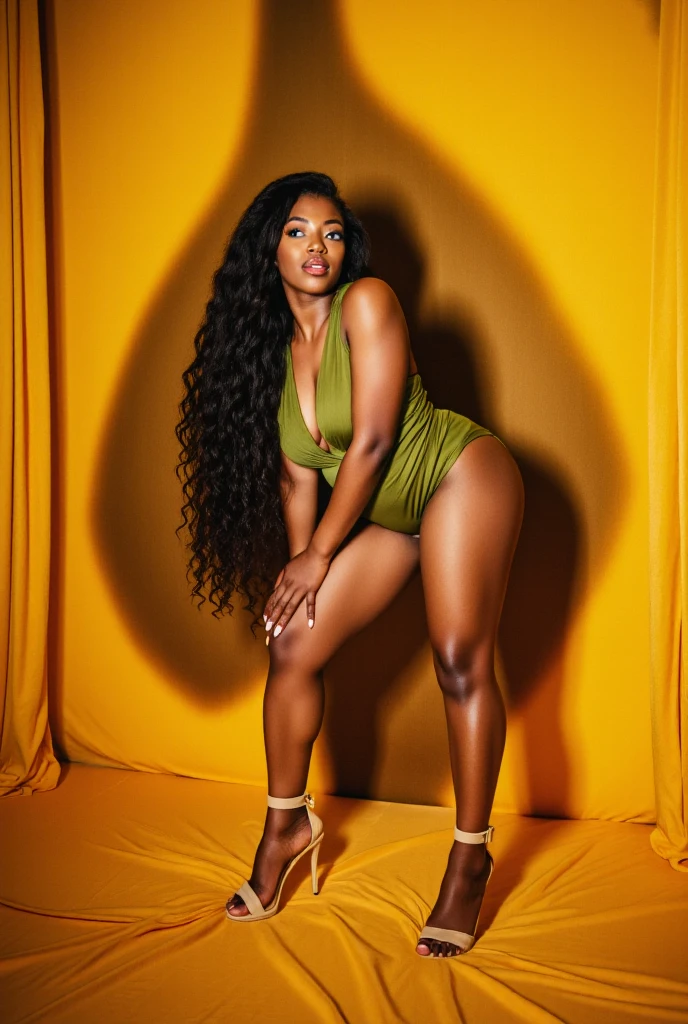 1girl, in laboratory, (18 years old), (Latina), dark skin, wide shot, long wavy hair, orgasm, (floral sun dress), (Masterpiece, Professional lighting, 16k, 8k wallpaper, raw photo, photorealistic:1.8, ultra detailed, natural lighting, detailed skin sexy pose, open mouth, big lips, view from above, night time, eyes closed, magic energy, neon ligh