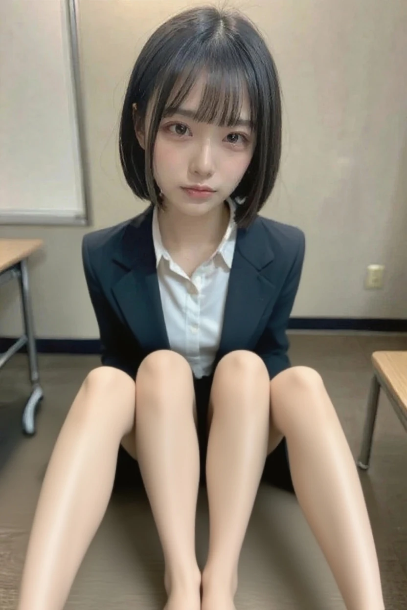 junior school student,Female pervert,Black lace calf socks,nakeness,Poor milk,Medium and short hair,Realistic --auto