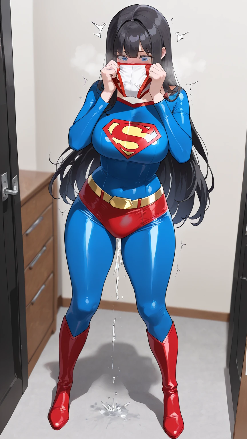 Perfect nsfw picture of wonder woman (blush face) (smiling) (sweaty) pissing in cup <lora:peeing_in_cup:1>