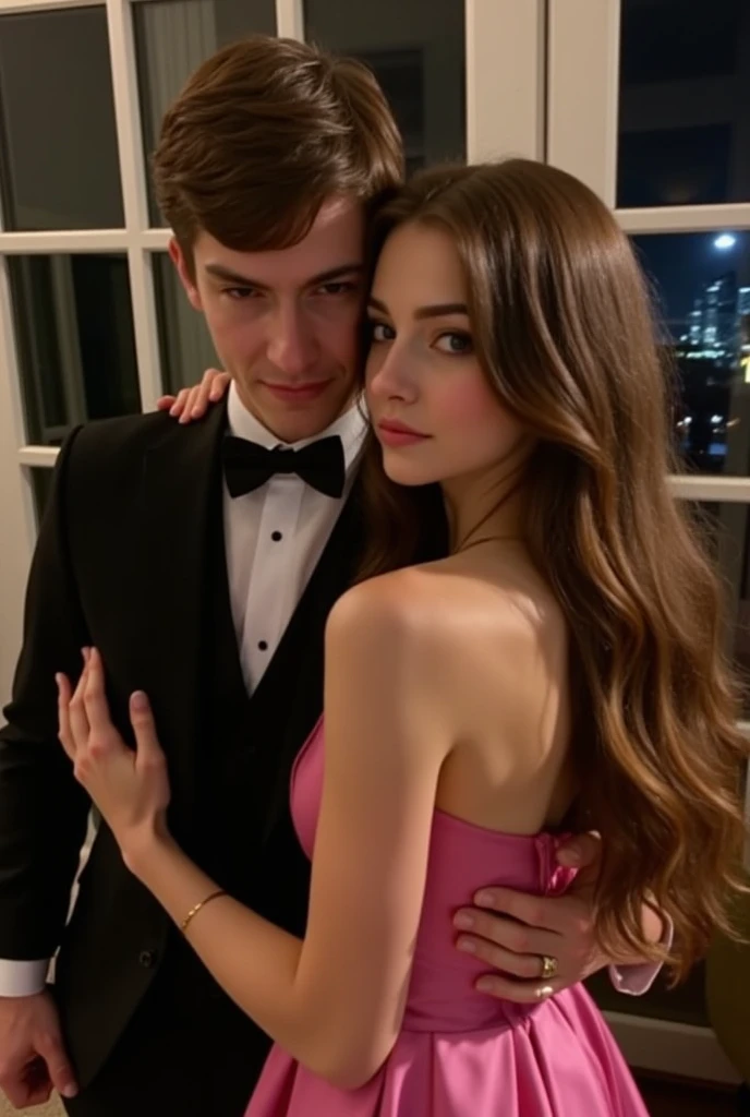 Imagen araffada de un hombre y una mujer posando para una foto., manos elegantes, they are in love, mirando su hombro, Mira todos esos detalles, marca ariana, 1614572159, en un vestido rojo, Sofia Turner, muy atractivo y hermoso, brazo alrededor de su cuello, Detalles sutiles, kim Jennie, kpop, idol, kpop, jennie blackpink, blackpink, femenine korean face, jennie 