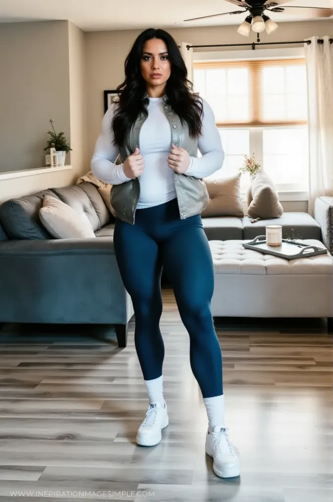 (Muscular:1.6), (thick muscular legs:1.7), (large round breasts:1.4), (large muscular chest and shoulders:1.1), FEMALE, brown hair, long brown hair, (big smile:0), (wearing a tight long sleeve shirt and formal skirt worn over leggings:1.5), looking at viewer, (three quarter view:1.2), upper body view, (office:1.5), dark lighting, detailed skin, detailed eyes, (clean skin:1.5), (very thin waist:1.3), (huge body muscles:1.7), (one protagonist:1.5),