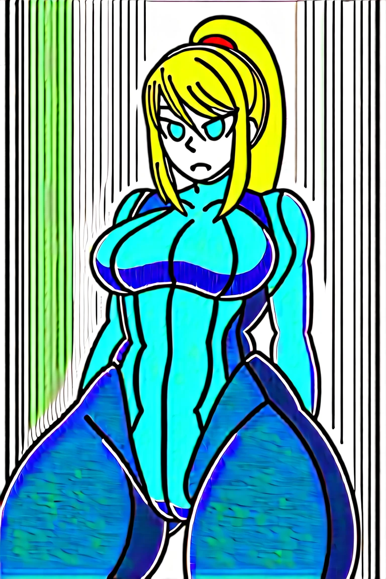 samus aran vs monster , samus from metroid, 1monster, large breast, big ass, monster with hyper dick, samus fight with monster, background inside a space station, detailing body, detailing face, in full growth, zero suit samus, ripped suit on ass, grabs ass, gun in hand, evil face, scream, anal sex, anal penetration, trembling, no vaginal