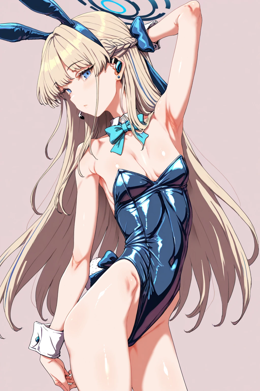 (((a masterpiece of、beste-Qualit、beste-Qualit、Official art、Beautifully Aesthetic:1.5)))、(1girl in:1.3)、(((s ass)))、a smile、highly detaile、Rabbit ears、highestdetailed、(((highleg)))、(((menina coelhinha)))、(shinny skin)、(((big chest out)))、thin areola、Asuka horse Toki