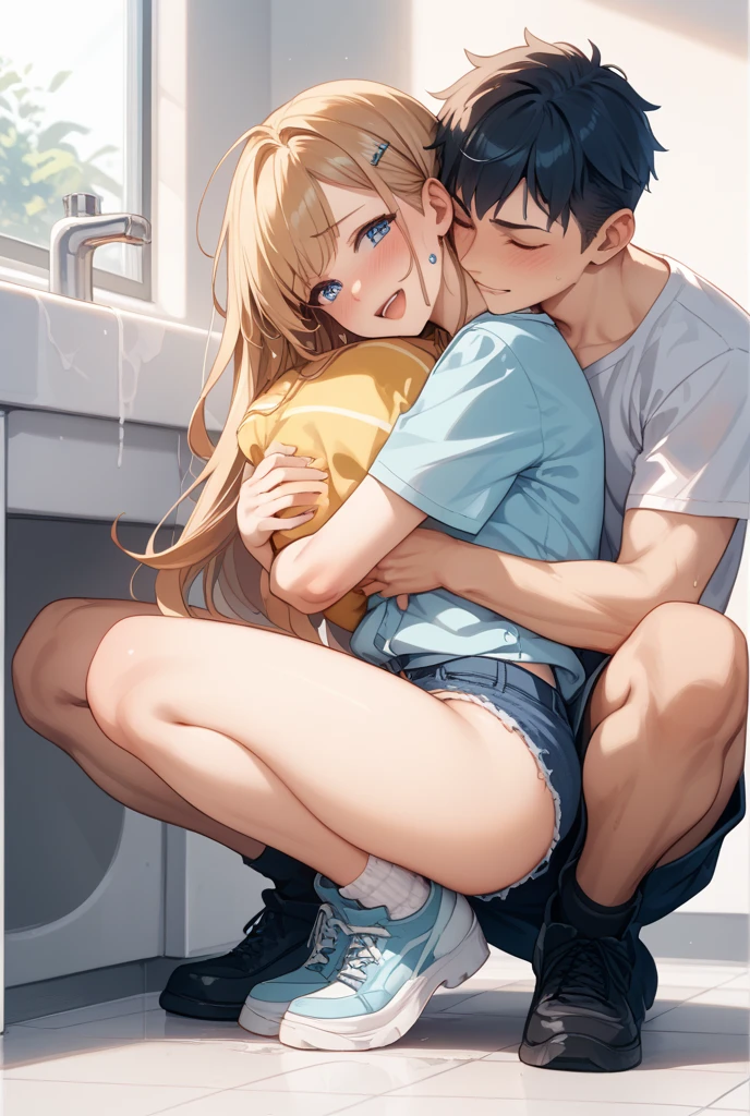 best quality,((((1girl,1man)))),uncle,((((10 years old:1.3)))))),flat chest,((orgasm,blush,ahegao,saliva,saliva trail:1.3)),tongue out,sweat,blonde hair,((nude:1.1)),white kneehighs,sakurai momoka,straddling, upright straddle, vaginal, penis, ((Reverse upright straddle sex:1.3)), pussy juice,sitting, girl on top,vagina in penis,hug,semen from vagina,((cum in pussy,pubic hair:1.3))