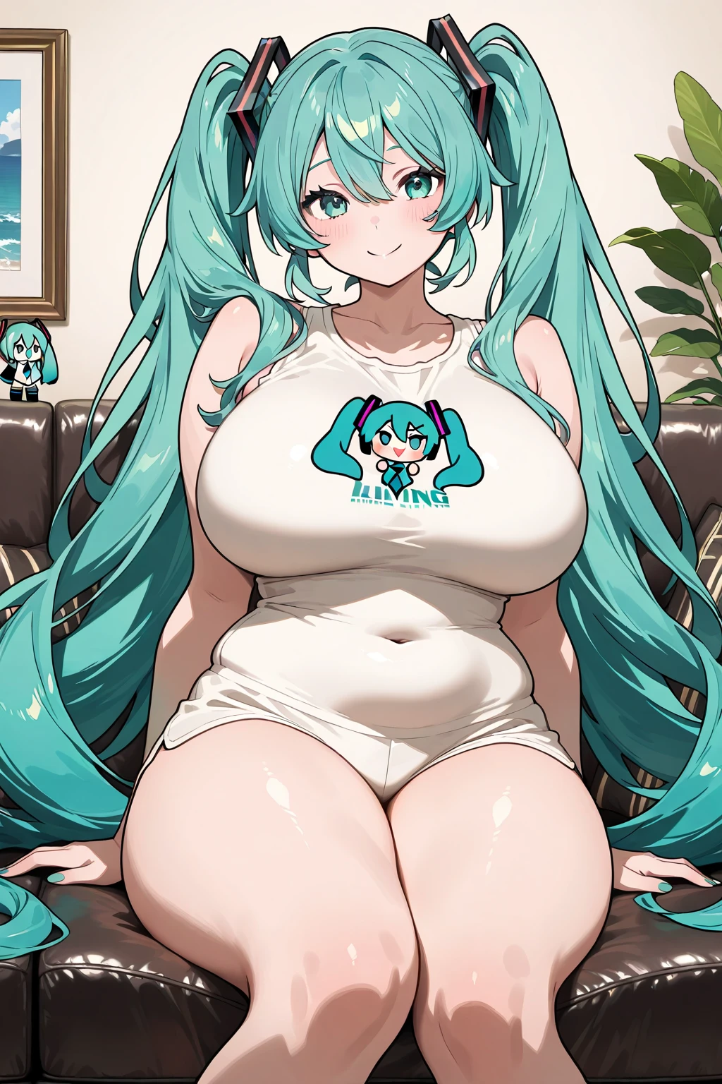 Plump、Super big breasts、super big butt、 Hatsune Miku、camel toe、huge tit、?????? puff、cleavage、Vocaloid