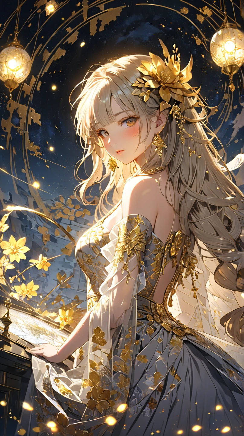 ((highest quality)),(Ultra-high resolution),(Ultra-detailed new),(Detailed Description),((The best CG)),(masterpiece),Highly detailed art,A wonderful new art form,(Art with precise details:1.5), Illuminated by the moonlight, flower, excited