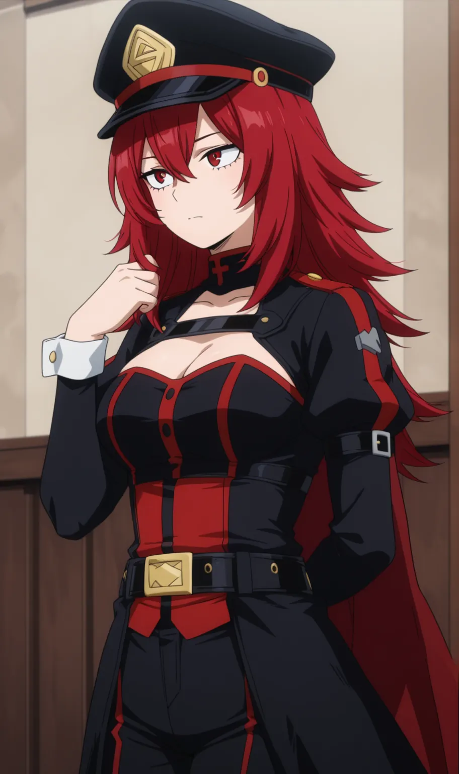 Erza Scarlett, 1 Girl, 1 Women, Red Hair, Red Eyes, view from the front, Very Angry, Spread your legs, Half dressed, Pussy