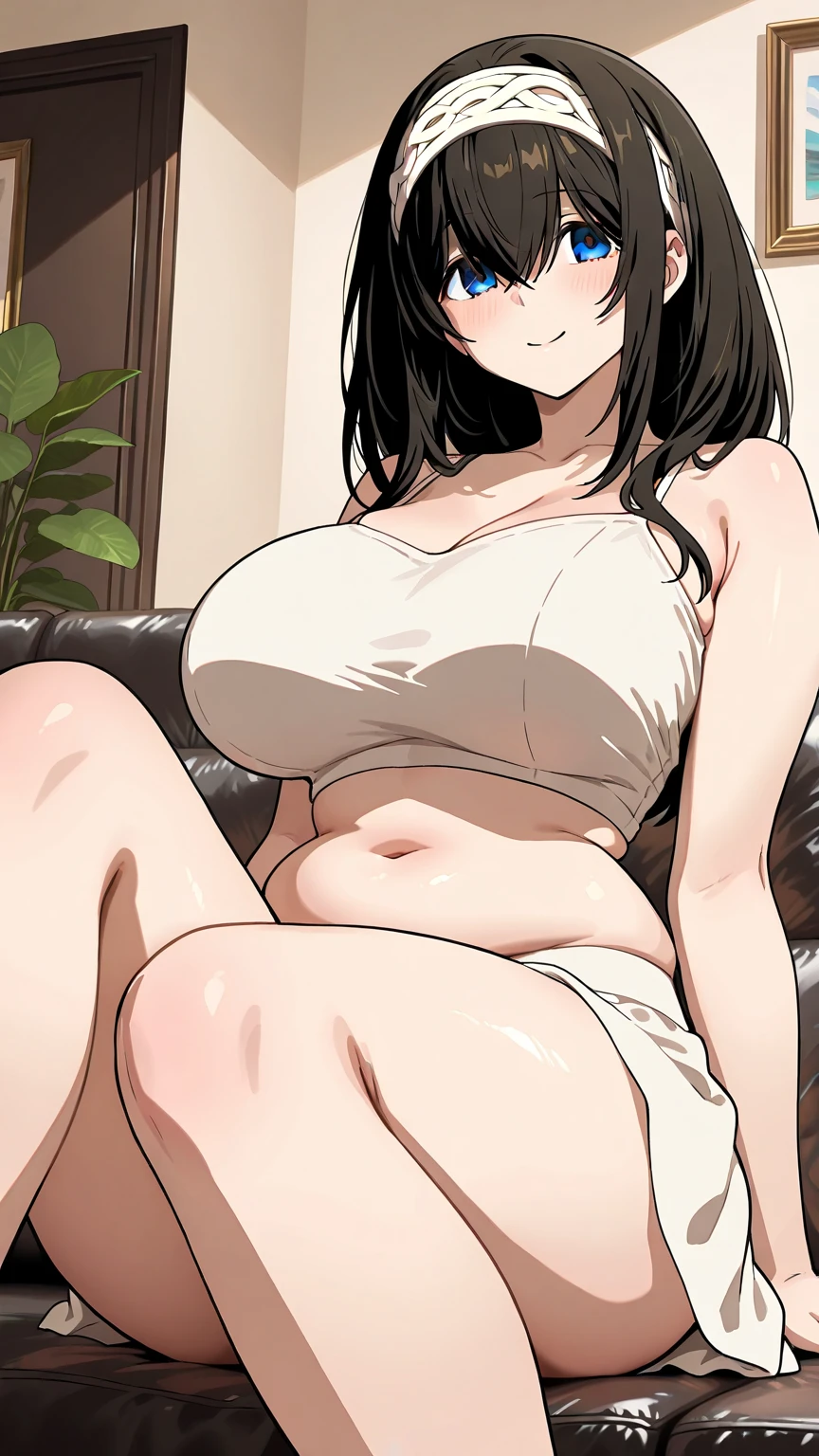 from below, yor briar, 1girl, open mouth, rolling eyes, smilling, blushing, black hair, hairband, jewelry, earrings, solo, sidelocks, living room, cowboy shot, wearing a white tshirt, (black panty), (((black thong))), Exquisite visuals, high-definition,masterpiece,phone in one hand. (big hips), hourglass body, black thighhighs, thick thighs, saggy breasts. (living room background)). long hair, best quality,Exquisite visuals. high-definition, masterpiece, best quality, mature female, Beautiful Fingers,Beautiful long legs,Beautiful body,Beautiful character design,symmetrical body, sensualizing, pouting with orgasmic expression