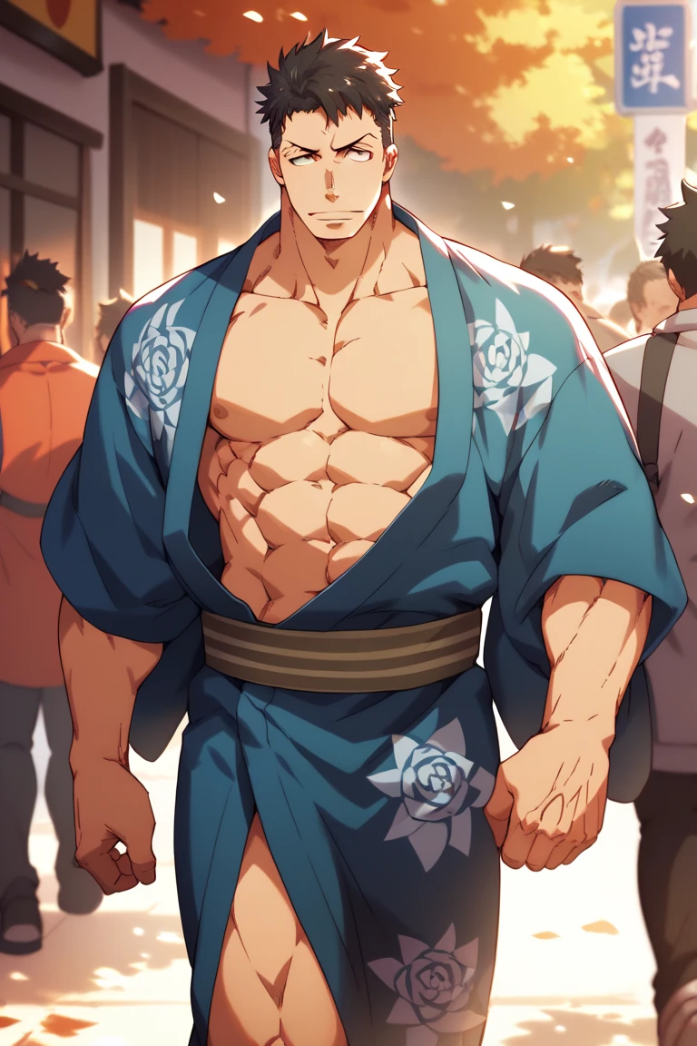 4boys、Summer Festival at Night、wearing jinbei、looks fun、Perfect Eyes、Highest quality、High resolution、Super detailed、perfect anatomy、(muscular male:1.3)、(father:0.5)、nipple piercing、gay、Blue Hair、Blonde、Black Hair、Gray Hair、Red hair、Short Hair、Sports haircut、short hair、Brown skin、(sweat:1.3)、steam、wide shot