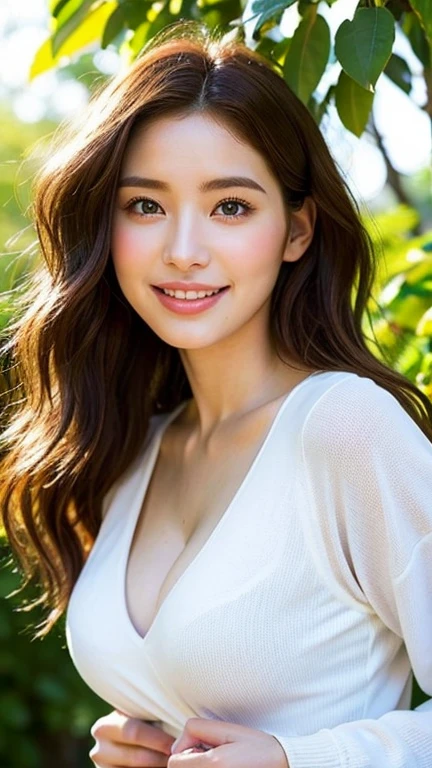 Her face is detailed and beautiful、Adult face、The eyes are detailed and beautiful、The nose is detailed and beautiful.、The ears are detailed and beautiful.、The fingers are detailed and beautiful.、The arms are detailed and beautiful.、The mouth is detailed and beautiful.、The white teeth are detailed and beautiful.、Skin is detailed and beautiful、The underwear is green and white、Her figure is full of high quality and luxurious elements.、Highly detailed and rendered in ultra-realistic 8K resolution。Perfect Face、Beautiful expression、Her beautiful eyes stand out、Wet brown hair、Large Breasts、Wearing shiny clothes、The skin is perfect and clean、It is a professional artwork.、It has a luxurious feel that can be called a masterpiece.、Finished in the highest quality 4K。smile、Show white teeth、Beautiful teeth alignment、Full body shot、Background spring forest、Please lie down facing the camera.、