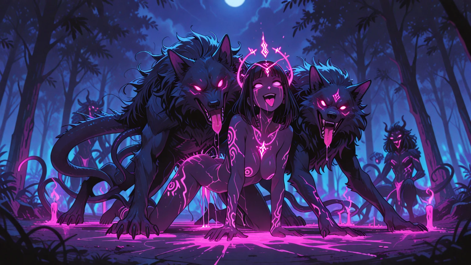 Fat voluptuous big thighs females having sex with muscular males, male sex with female ((((nsfw)))), uploaded the e621, beautiful and detailed,woman (((female))) ((anthro)) ((wolf)), beautiful and detailed,man (((male))) ((anthro)) ((wolf)), Ross Tran, by ruan jia, by zaush, by foxovh, lighting cinematic, Correct anatomy, male furry, furry male, male wolf, (Abinuale, wolf nose, one blue eyes and one red, cute, black skin, large wolf tail, fluffy gray hair, wolf , large penis, large genitals on male))).Male (Bare body), (full body), saliva, extremely detailed art, tesudo, gorgeous colors, black nipples, multiple women (anthro), symbols (satanic), symbolism (fertility), seduction, temptress, succubus, orgy, summoning circle, orgasm, pentagrams, satan, devil worship, hell, church setting, seductor, bat wings, bat features), leaf nose bat (anthro), goth, thighighs, bondage, BDSM, kink, satanic, demon, straight (huge chest), (anthro, fluffy fur, character focus:1.1), 1girl, anthro wolf girl, body fur, medium breasts, (thick thighs), curvy, sexy, seductive, fall in love girl, nice, cute, naughty face, big aureola show, Black hair with blue highlights inside butt visibile saliva ((She showing her sensuality) ( blue collar.) 1man, anthro wolf male, body fur, muscular, big genitals, hottest hot 1st position sexy blue eyes comfortable naughy face anime-style cartoon-style with blue hair, (sexual expression.) ​masterpiece, top-quality, Hi-Res, Extremely detailed, animesque, lacus4, 1girl in nude, cleavage of the breast, nude, length hair, ((hair adornments:1.2)), A pink-haired, blue eyess, A smile, Blushing cheeks, large full breasts, satanic ‎church ((night)), seductive, squinted, sexy pose, 2girls,1guy (trio focus:1.2) voluptuous wide_hips fat_body female, with muscular male having sex with female, anthro wolf having sex with female wolf, male cumming in female, accurate sex, male fucking female, accurate sexual intercourse, female having sex with male, cum covered female