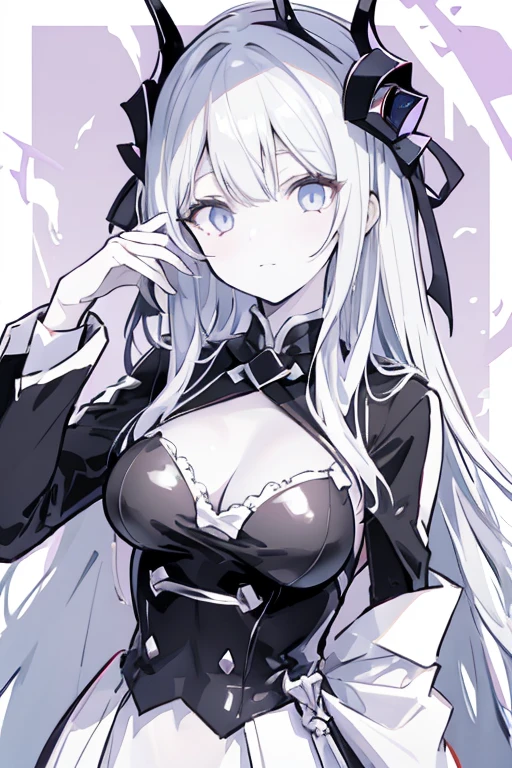 Purelos Face_v1:0.24, Highest quality, Realistic, 8K, High resolution, 1 Girl, 16-year-old girl, (Skin dents), (Portraiture), ((Simple Background:1.62)), Full Color, ((Big round breasts,Frills)), Look directly at the viewer:1.8, (1 Girl eyes looking at viewer:1.55), (Long-length hair, Silver Hair, Two Side Up,Straight bangs:1.45,Pink Eyes), (Bokeh),Watching the audience,Open Mouth Smile,Sparkling Eyes,Cute pose,Sparkling Eyes,Ultra HD,Front shot,whole body,Full Body,Ultra HD