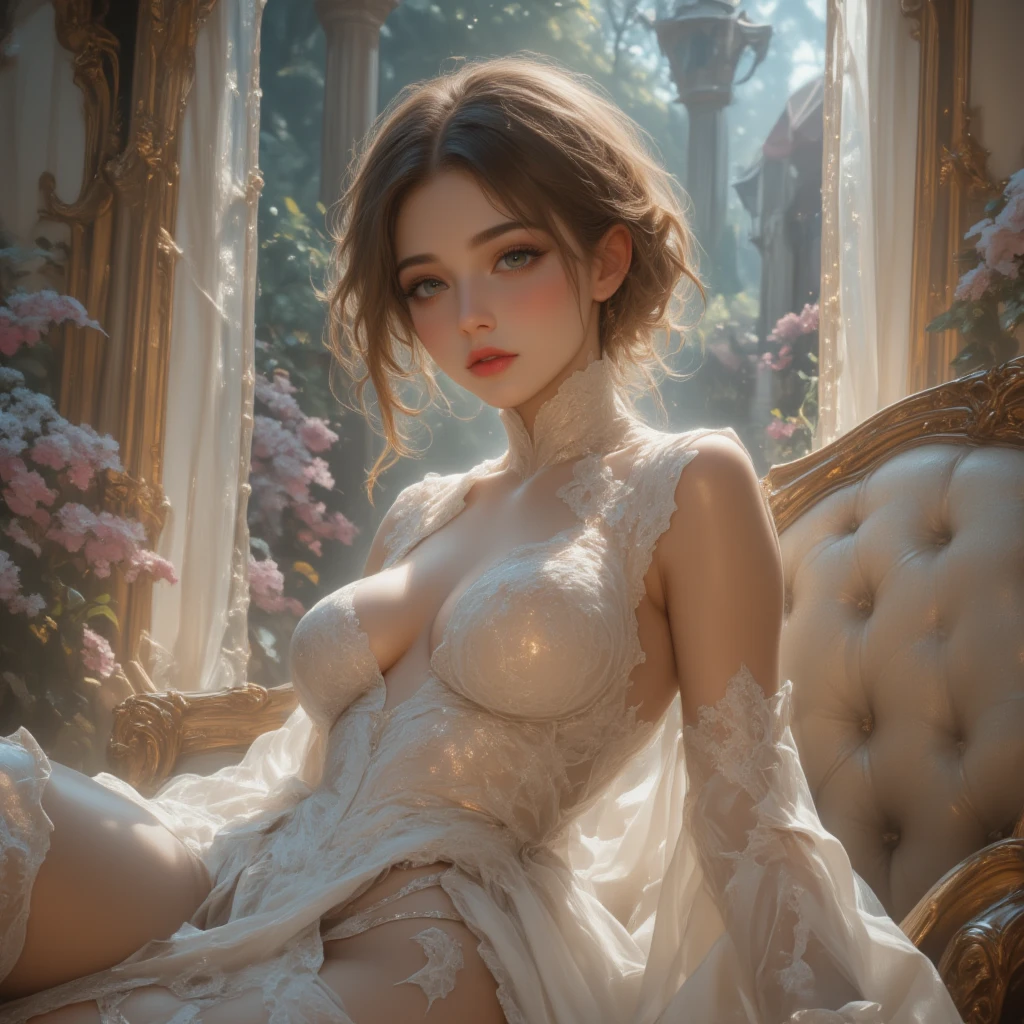 Highest quality, masterpiece,View your viewers,pale skin,Taiwanese,color々Hairstyle,Blonde,Blue Eyes,((Full nudity)),(Armpit Show)