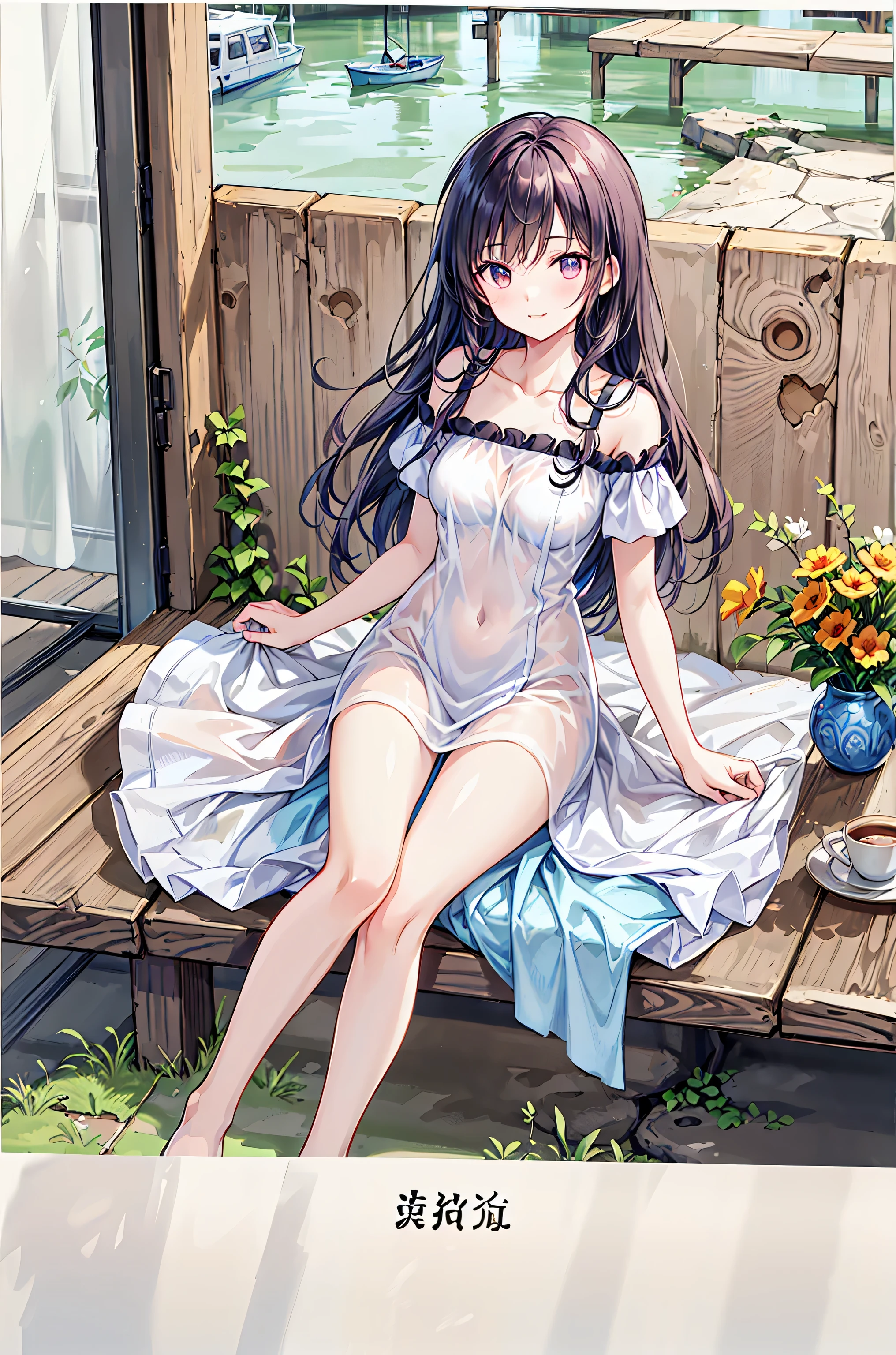 How to sit a girl，Depth of bounds written, delicate eyes, full hand, 余分な手feetなし，small breasts，Underwear visible，refer to５Book，arm２Book，feet２Book，distinct nose bridge，fine skin、Smooth、perfect beauty、small breasts、In underwear、すらりとしたfeet、slender，natural posture，long rich brown hair、very very beautiful，black underwear、beautiful profile、warm spring sunlight，perfect style，black hair，Ahegao