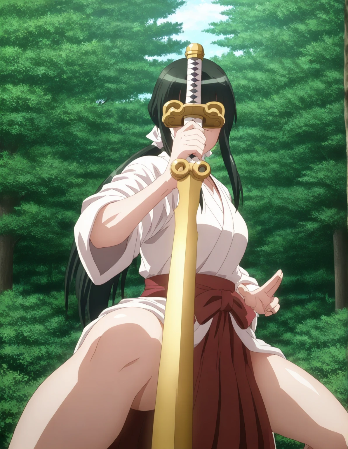 Outdoor、forest、Black Hair、girl、Ripped clothes、Sweat、Hanging(Tied up with rope)、Spread your legs、sit、Showing off your armpits、blush、Angry face、Open your mouth、pubic hair、Toned body、Small breasts、(Cowgirl vaginal sex with a man:1.6)