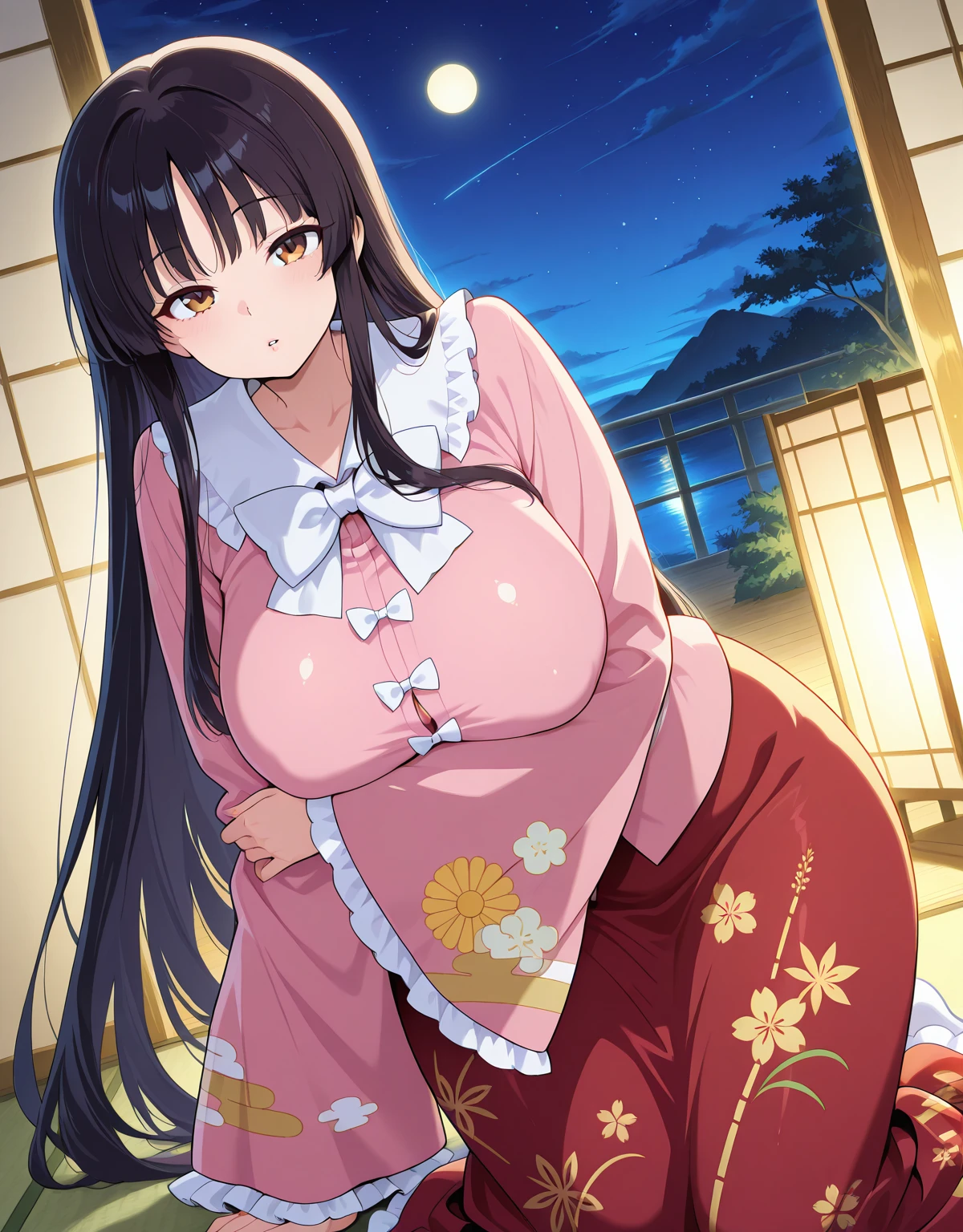 (top-quality:1.5),(masterpiece:1.5),(detaileds:1.5),(nsfw:1.1),(high resolution:1.5),(Beautiful and Aesthetic Work: 1.5),(Ultra High Resolution:1.5), (Ultra Detail:1.5),(Detailed background:1.5),(8k),(insanely detailed),20 year old woman,Sexually attractive body,full body shot, erotic,fine art,Sharp focus,Delicate and beautiful hair and eyes and face,realisticlying,beautiful face,curled hair,vacant eyes,bitch,(gigantic breasts:1.4),narrow waist,slender legs,Braided Hair Arrangement,beautiful (well-shaped) breasts,cleavage,sho nipples,bottomless,show off breasts,long nipple,(Large nipples:1.2),(Wet all over),(leaking pussy juice:1.3),(leaking copious amounts of feces:1.2),ahegao, blush, sweat, open mouth, rolling eyes, tears,seductive smile,(cervix opens:1.2),(pussy juice:1.3),(Radial urination:1.2),(Delicate and beautiful revealing yukata :1.4),Masturbation with fingers in nipples,Excreting excrement from the anus